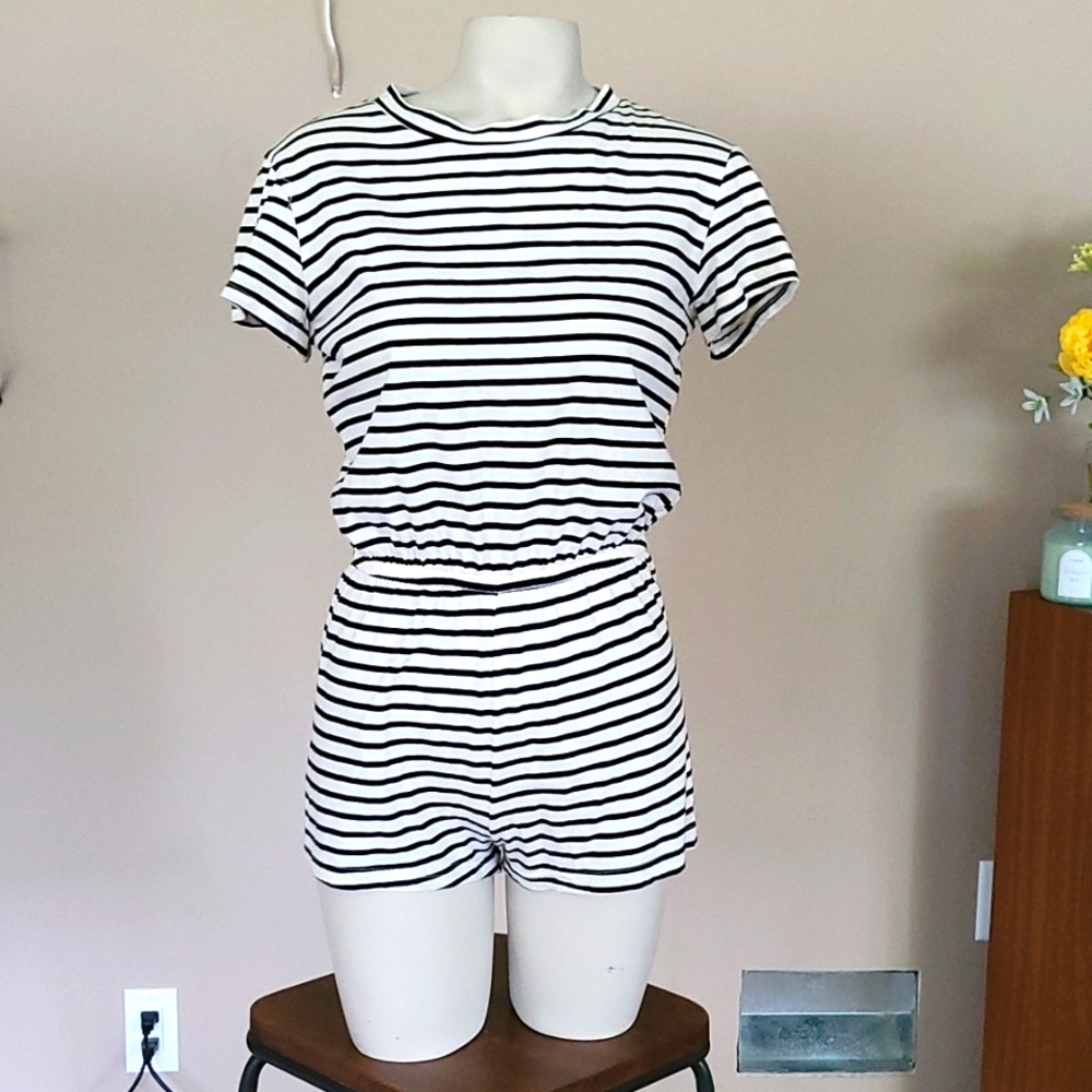 Striped Black and White Jumpsuit